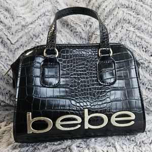 NWT Bebe Black Fabiola Mini Croco Crossbody